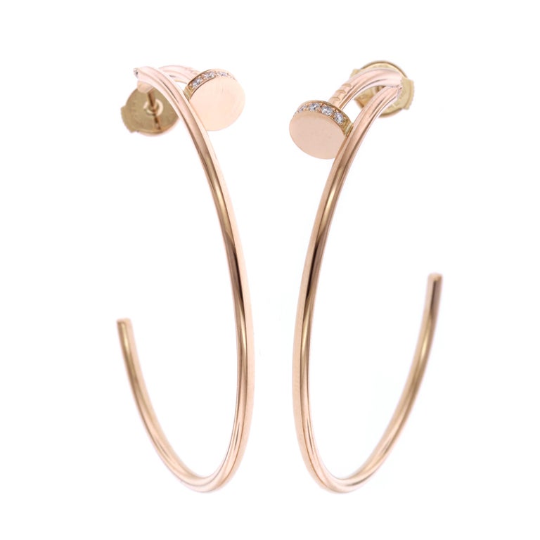 Cartier 18 Karat Pink Gold Diamond Juste un Clou Earrings at 1stDibs