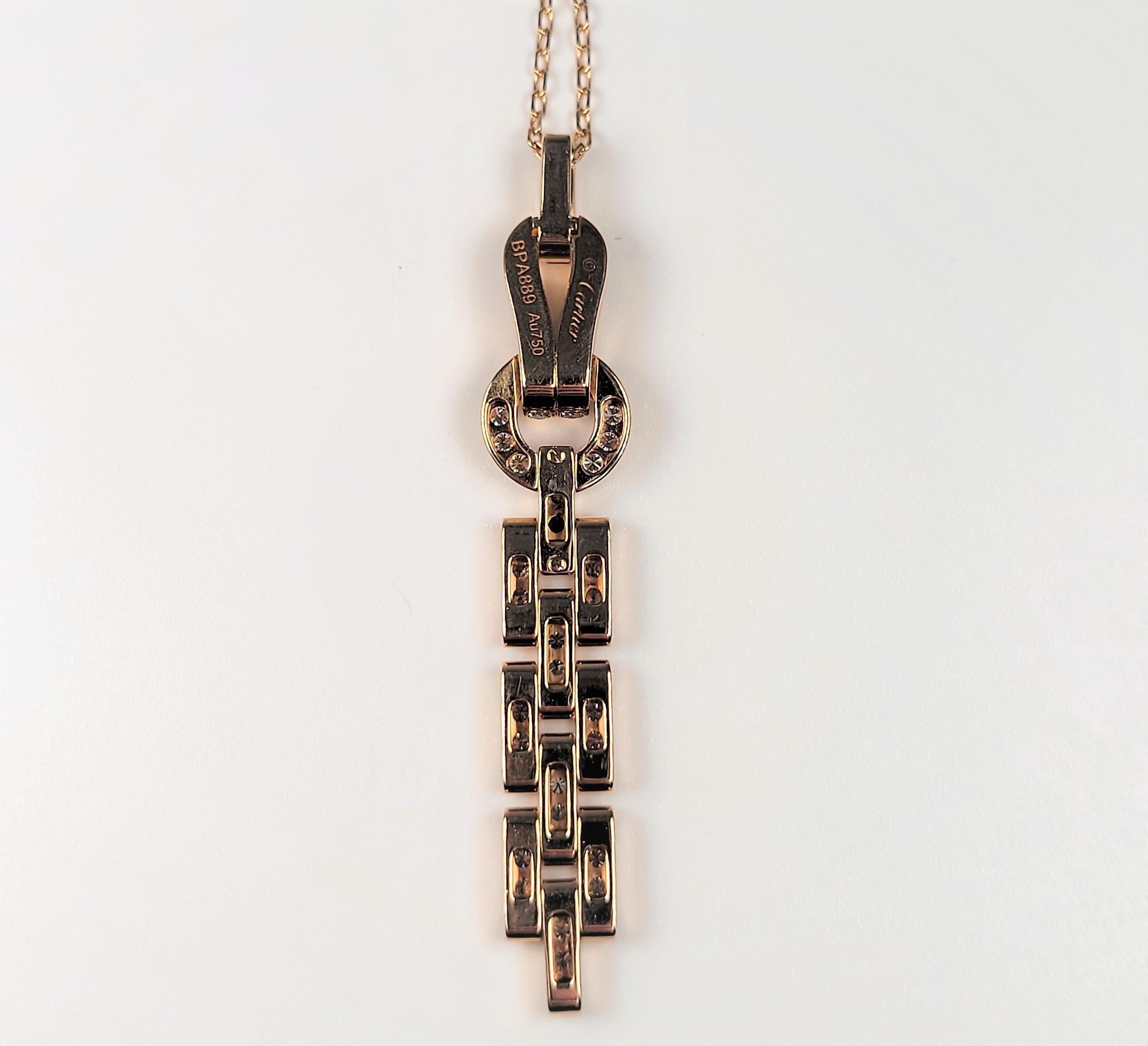 Cartier 18 Karat Rose Gold Agrafe Necklace In Good Condition In Dallas, TX