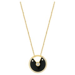 Cartier 18 Karat Rose Gold Amulette Onyx and Diamond Necklace