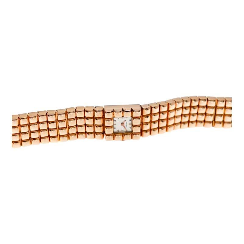 Cartier 18 Karat Rose Gold Art Deco Style Wristwatch by Movado, circa 1940s For Sale 4