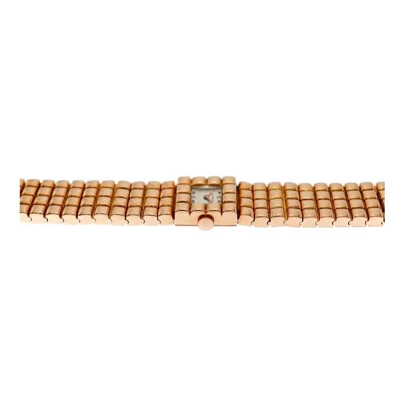 Cartier 18 Karat Rose Gold Art Deco Style Wristwatch by Movado, circa 1940s 1