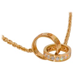 Vintage Cartier 18 Karat Rose Gold Diamond LOVE Collection Necklace