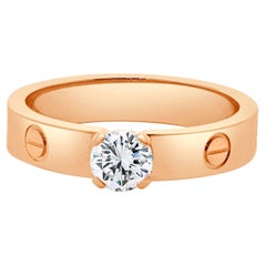 Cartier, bague de fiançailles d'amour en or rose 18 carats et diamants