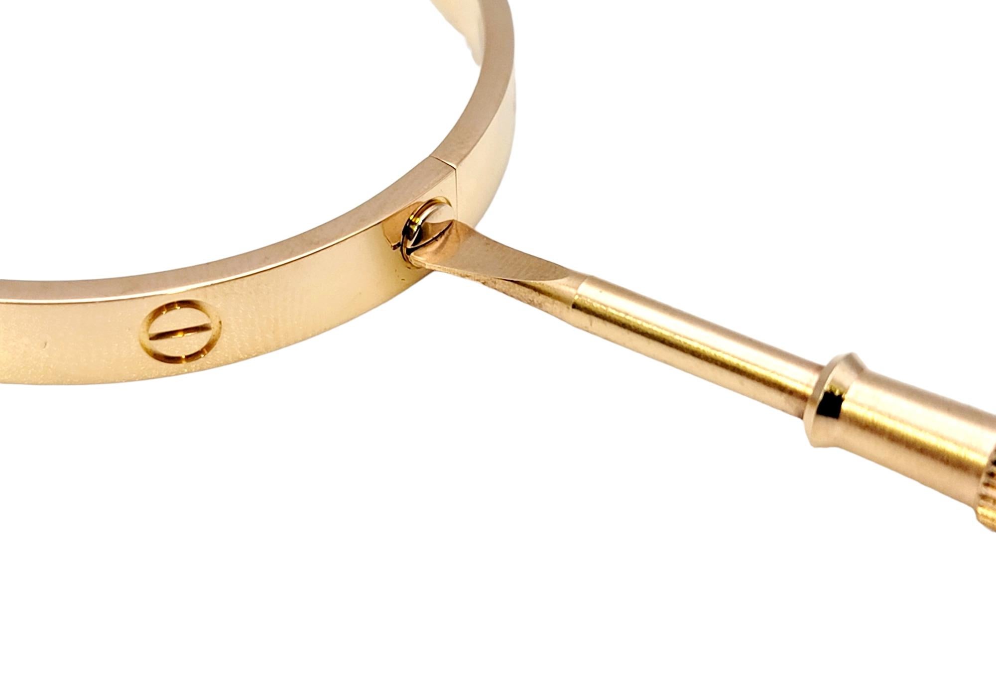 Cartier 18 Karat Rose Gold Love 6 mm Bangle Bracelet with Screwdriver Size 18 For Sale 3