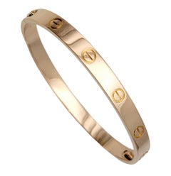 Cartier 18 Karat Rose Gold Love 6 mm Bangle Bracelet with Screwdriver Size 18