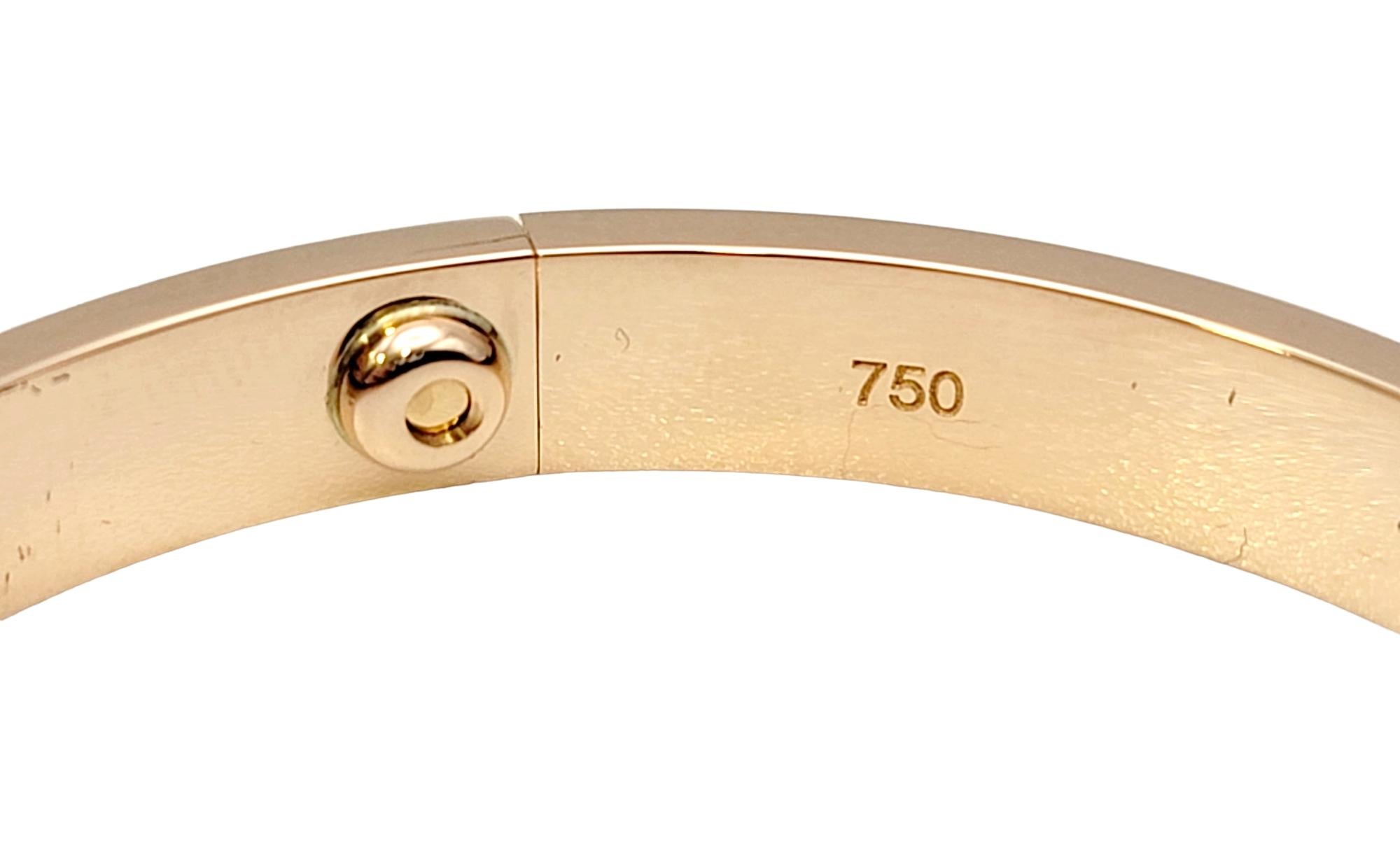 Cartier 18 Karat Rose Gold Love 6 mm Bangle Bracelet with Screwdriver Size 18 For Sale 1