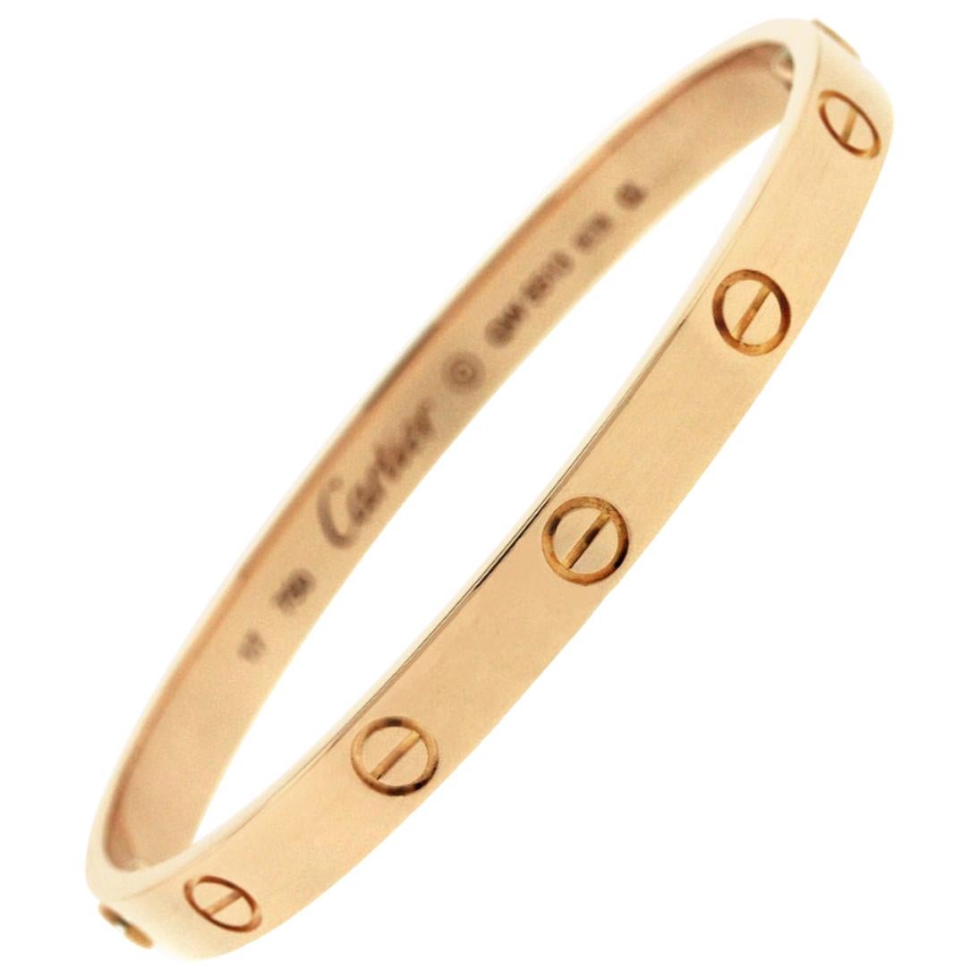 Cartier 18 Karat Rose Gold Love Bangle Bracelet Old Screw Style