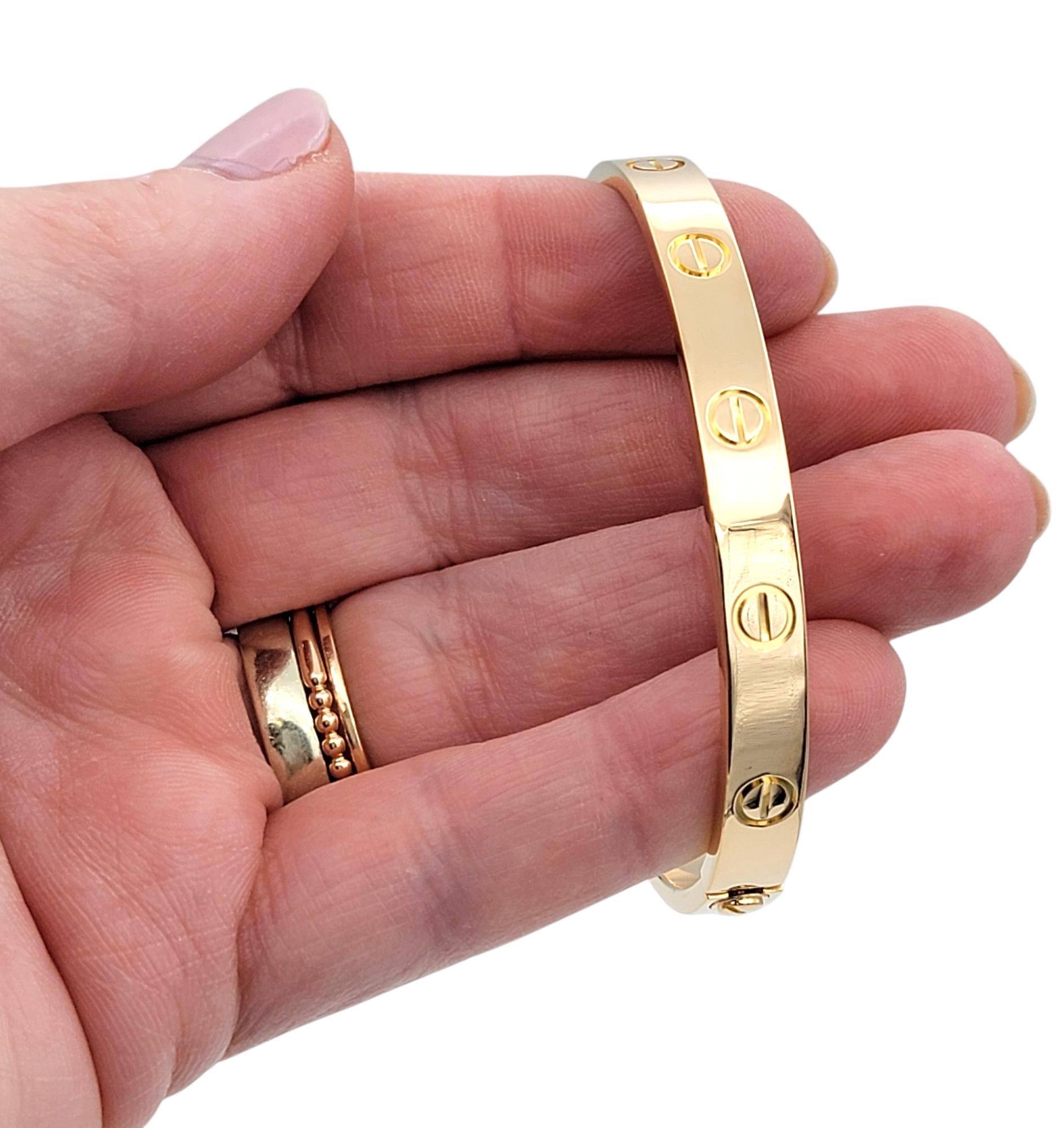 Cartier 18 Karat Roségold Love Armreif Armband mit Box & Schraubenzieher, Größe 16 im Angebot 5