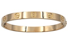 Cartier 18 Karat Rose Gold Love Bangle Bracelet with Box & Screwdriver, Size 16