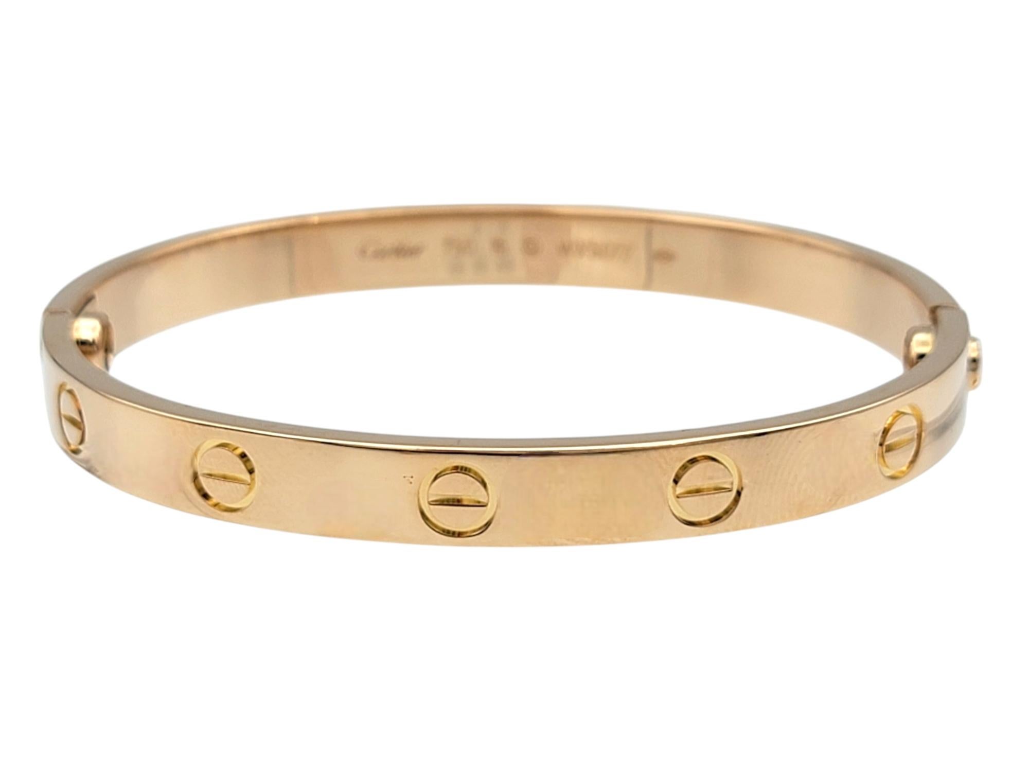 Cartier 18 Karat Roségold Love Armreif Armband mit Box & Schraubenzieher, Größe 16 (Zeitgenössisch) im Angebot