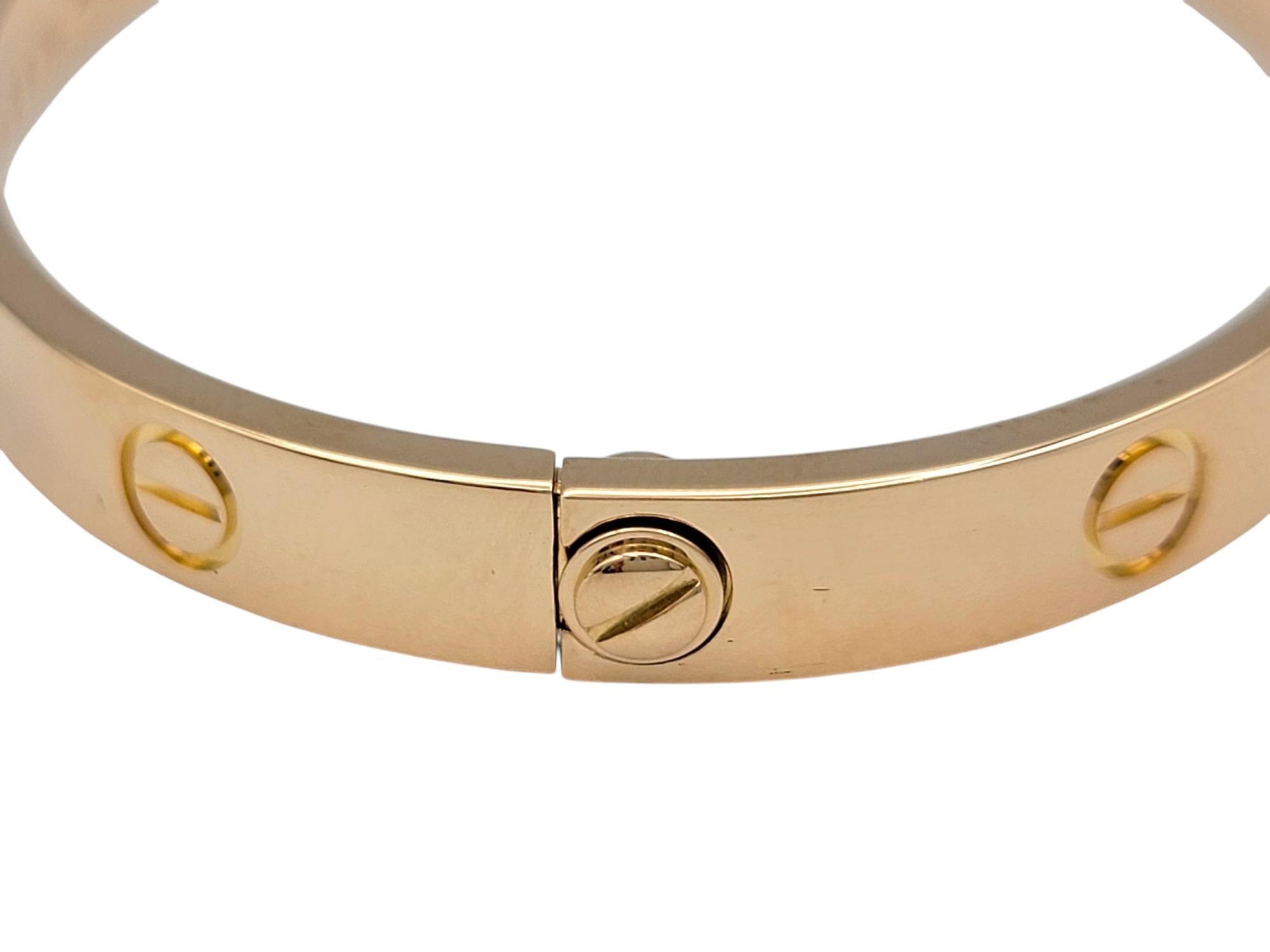 Cartier 18 Karat Roségold Love Armreif Armband mit Box & Schraubenzieher, Größe 16 im Angebot 1
