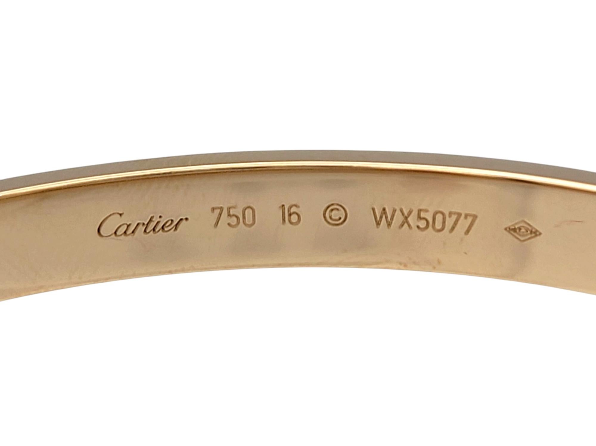 Cartier 18 Karat Roségold Love Armreif Armband mit Box & Schraubenzieher, Größe 16 im Angebot 3