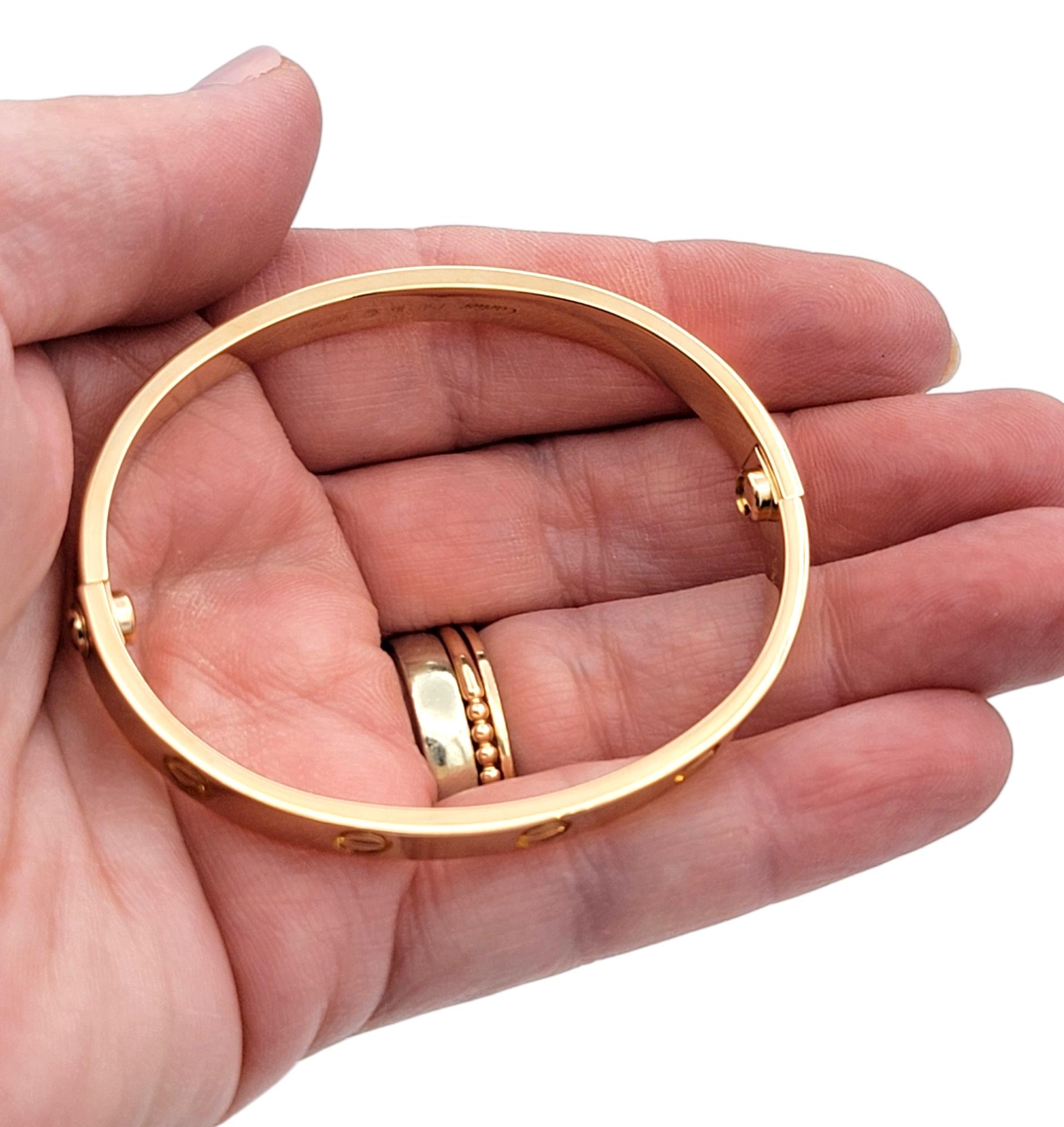 Cartier 18 Karat Roségold Love Armreif Armband mit Box & Schraubenzieher, Größe 16 im Angebot 4