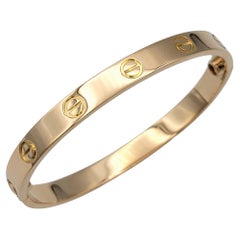 Cartier 18 Karat Rose Gold Love Bangle Bracelet with Box & Screwdriver, Size 16