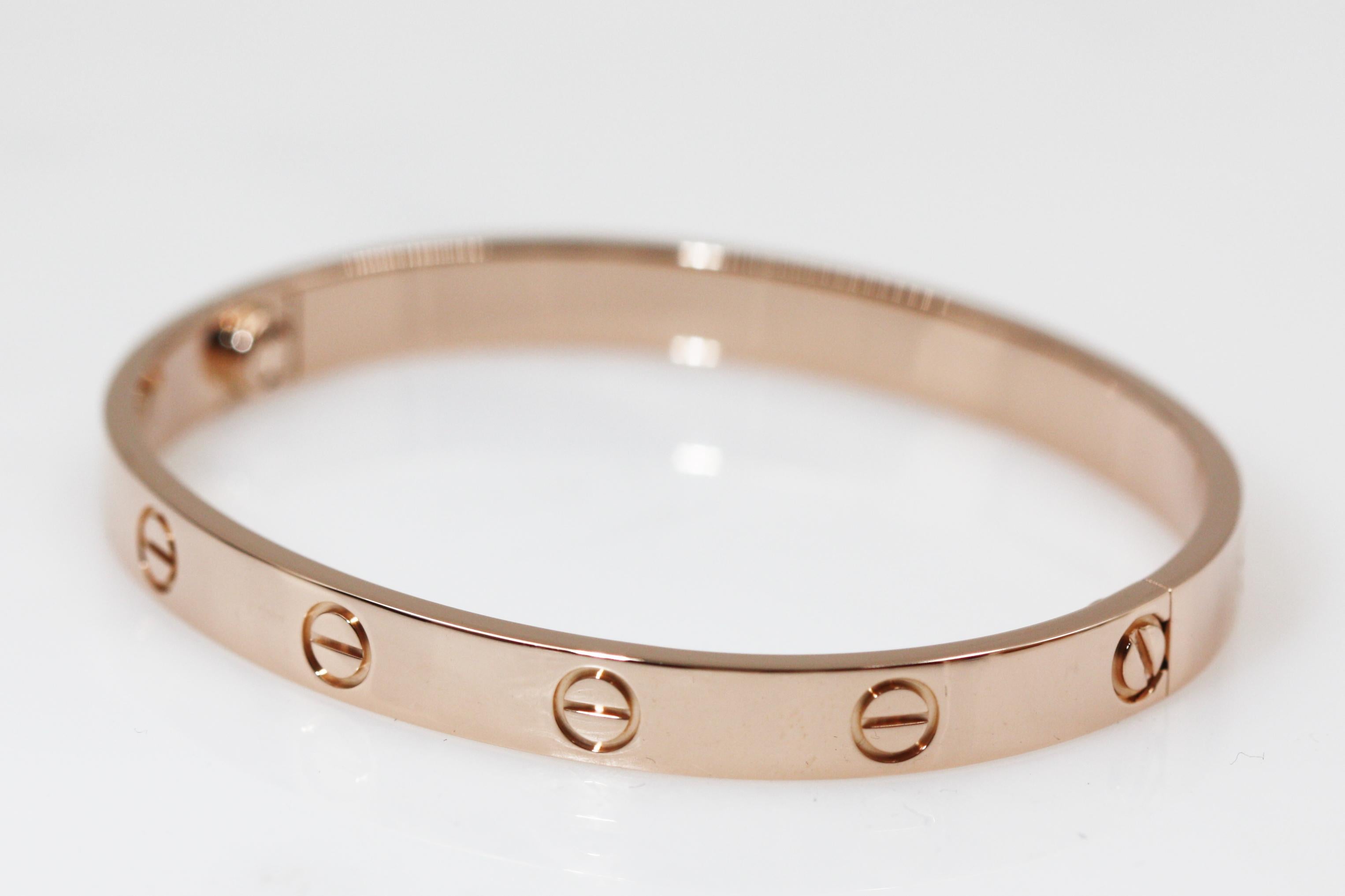 Cartier 18 Karat Rose Gold Love Bracelet In Excellent Condition For Sale In New York, NY