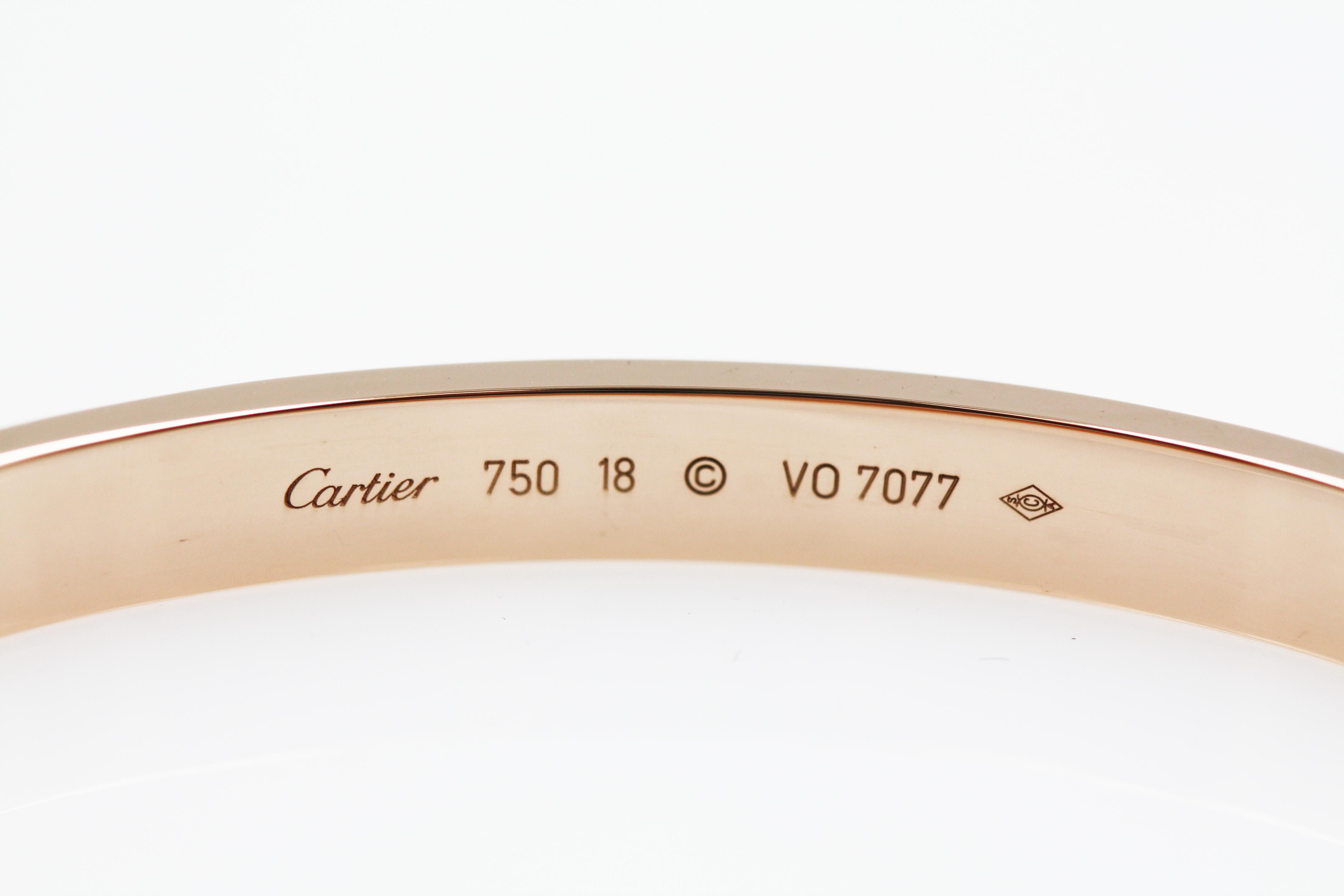 Cartier 18 Karat Rose Gold Love Bracelet For Sale 3