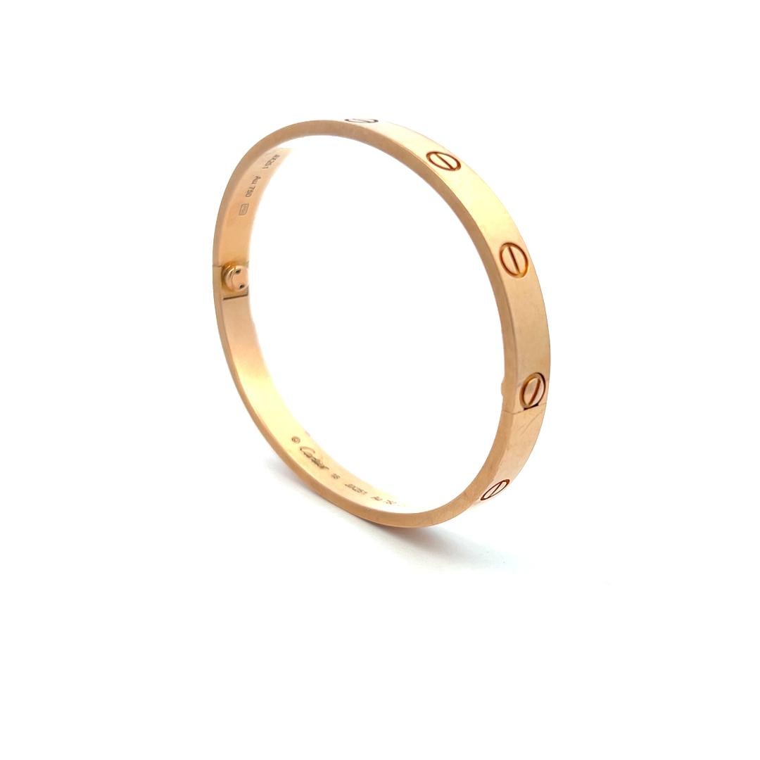 Cartier Bracciale dell'amore in oro rosa 18 carati misura 18 con scatola e certificato in vendita 6