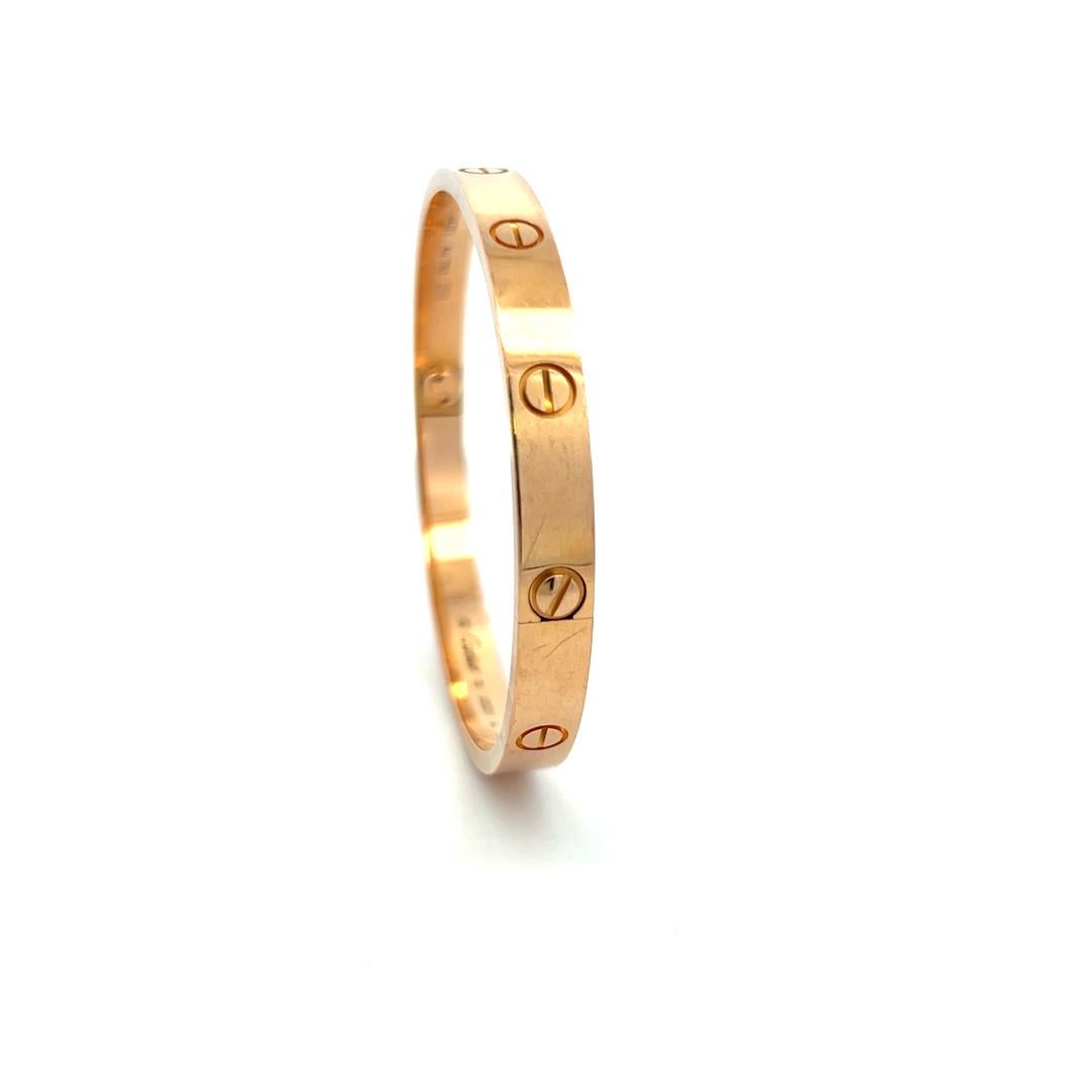 Cartier Bracciale dell'amore in oro rosa 18 carati misura 18 con scatola e certificato in vendita 7