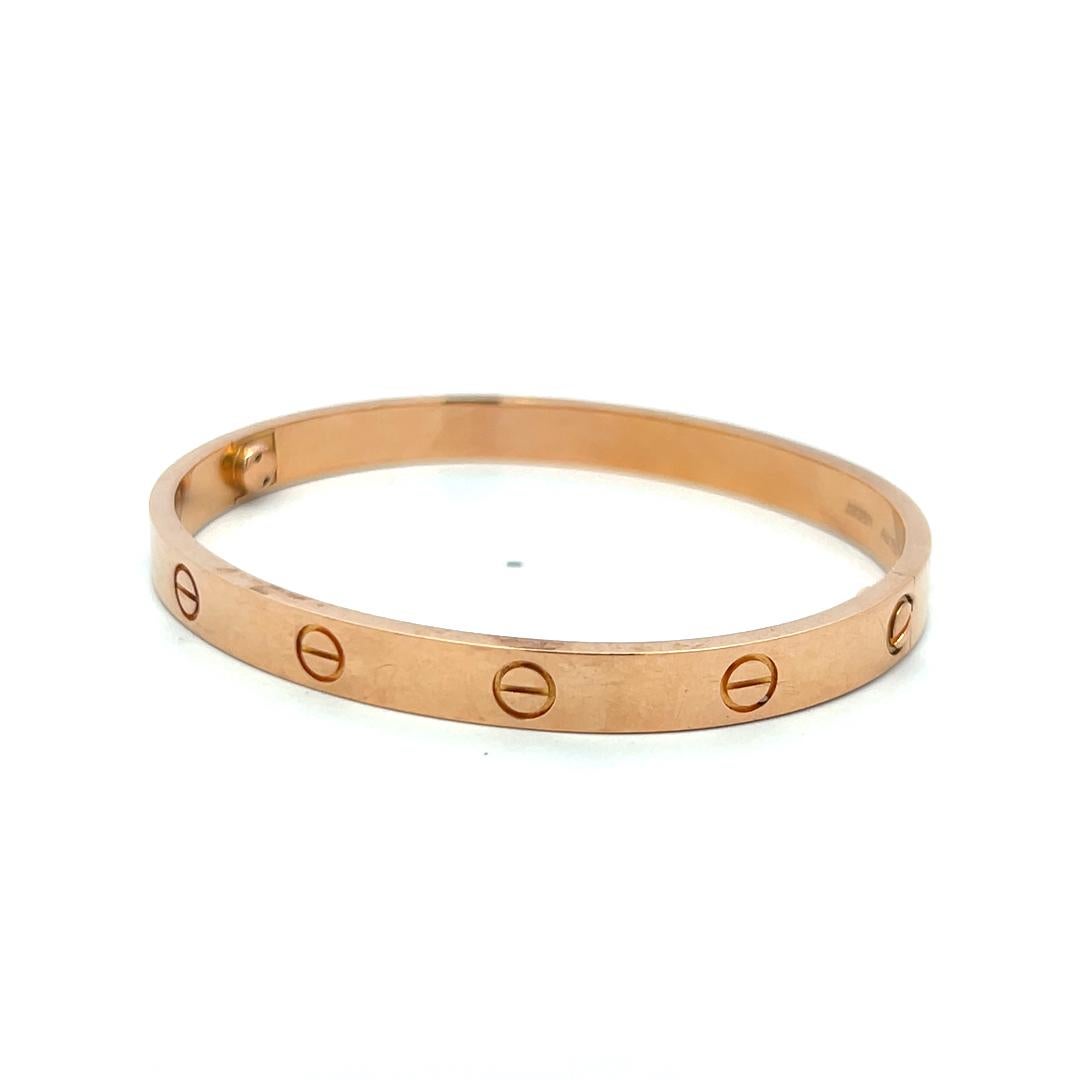Cartier Bracciale dell'amore in oro rosa 18 carati misura 18 con scatola e certificato in vendita 12