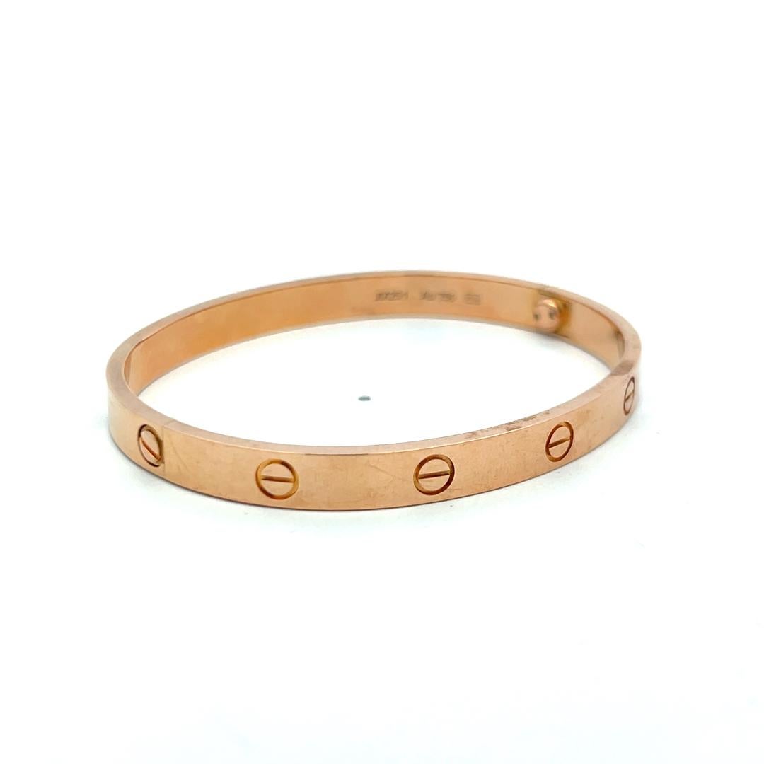 Cartier Bracciale dell'amore in oro rosa 18 carati misura 18 con scatola e certificato in vendita 13