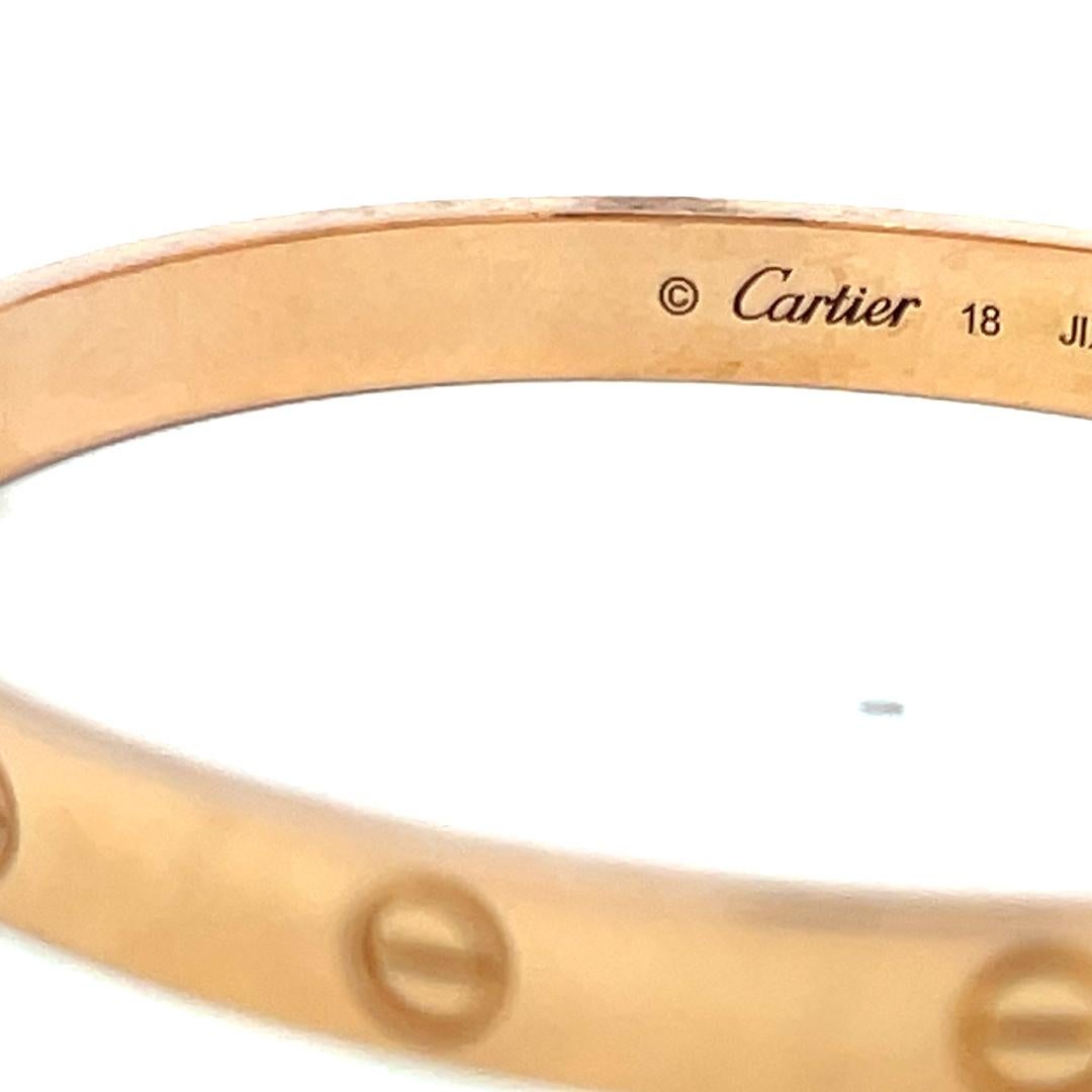 Cartier Bracciale dell'amore in oro rosa 18 carati misura 18 con scatola e certificato in vendita 14