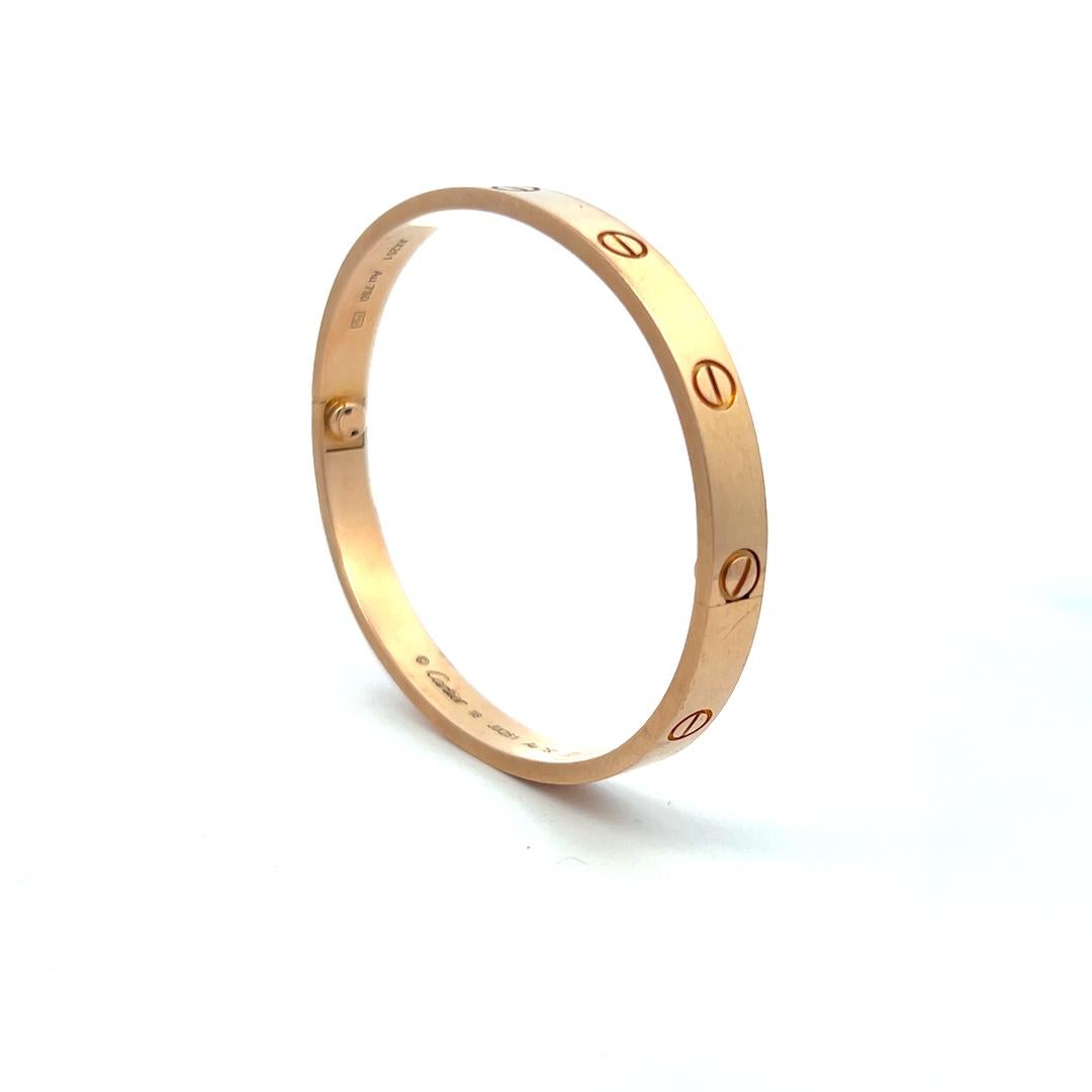 Cartier Bracciale dell'amore in oro rosa 18 carati misura 18 con scatola e certificato in vendita 15