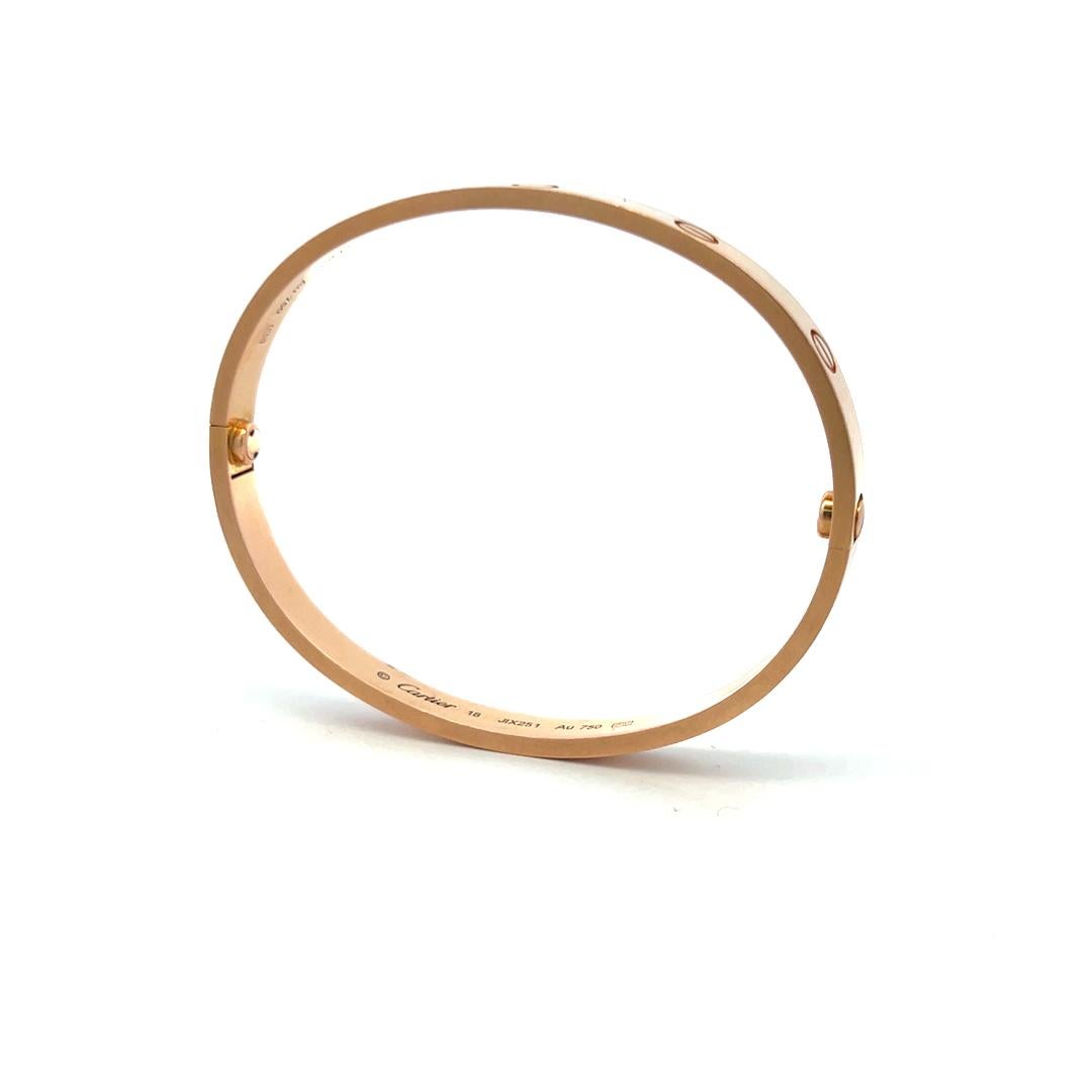 Cartier Bracciale dell'amore in oro rosa 18 carati misura 18 con scatola e certificato in vendita 16