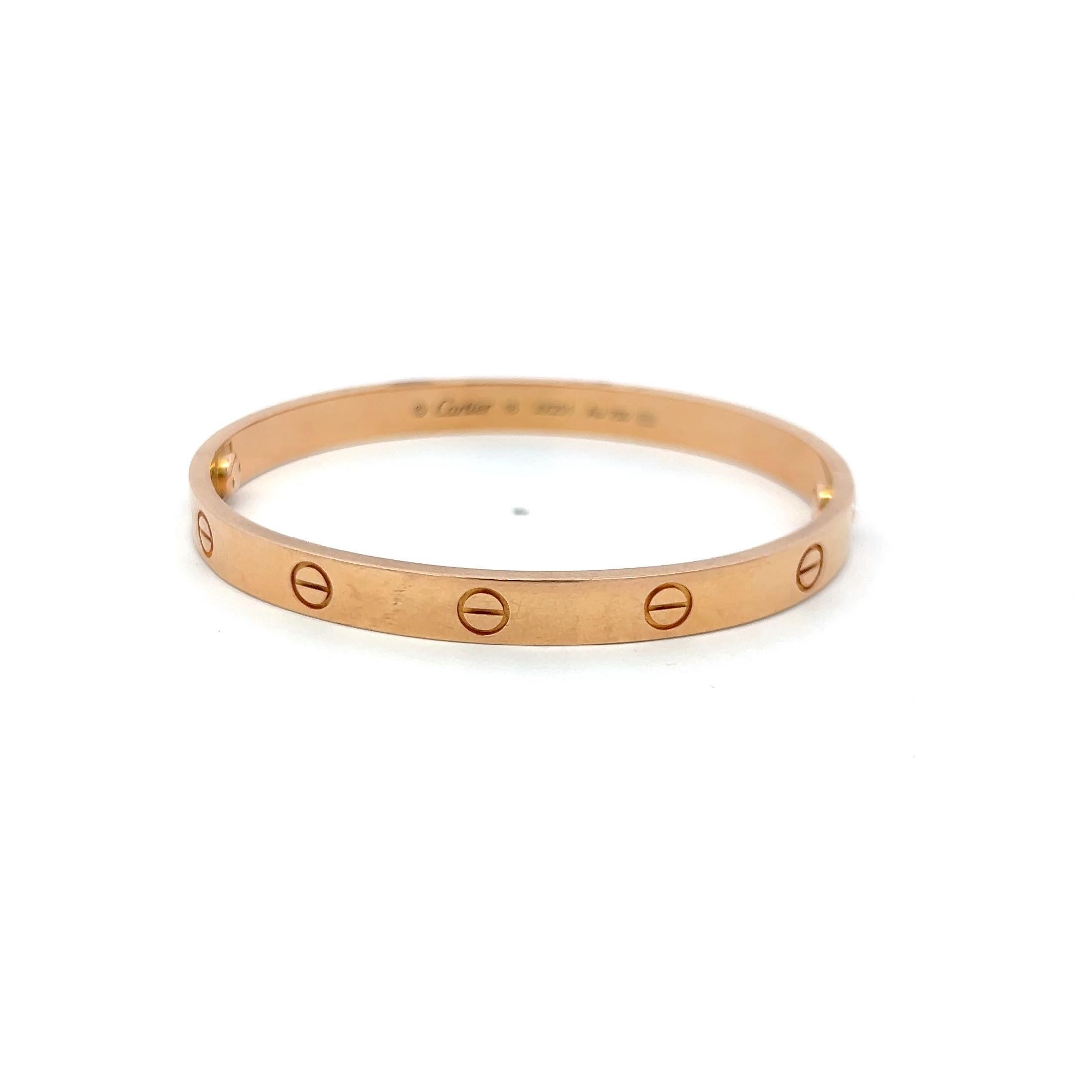 Cartier Bracciale dell'amore in oro rosa 18 carati misura 18 con scatola e certificato in vendita 1