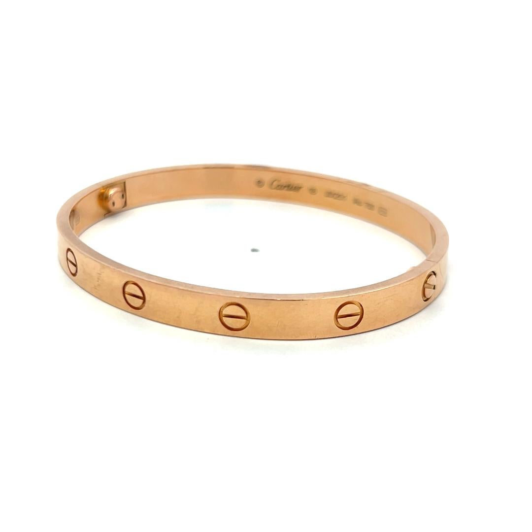 Cartier Bracciale dell'amore in oro rosa 18 carati misura 18 con scatola e certificato in vendita 2