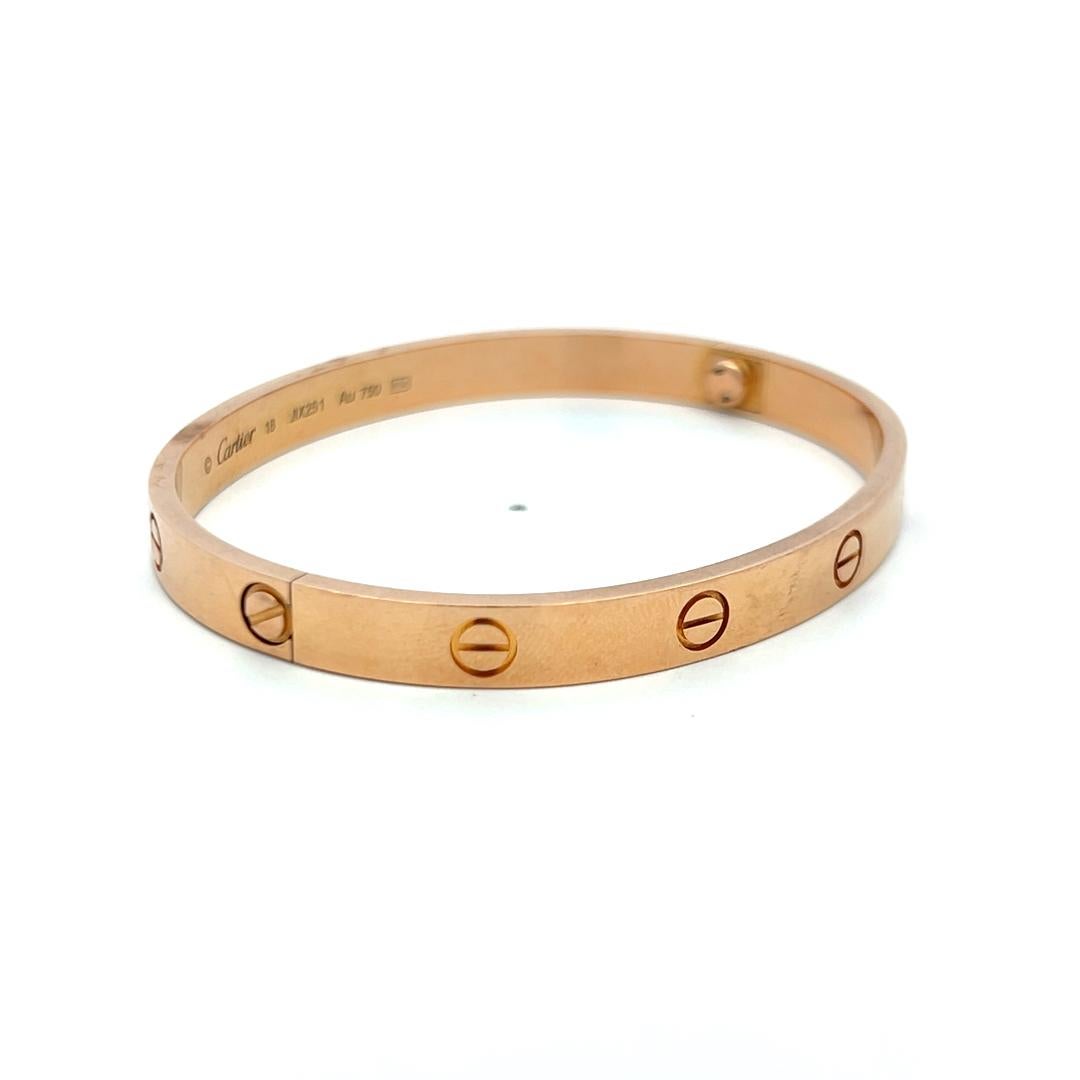 Cartier Bracciale dell'amore in oro rosa 18 carati misura 18 con scatola e certificato in vendita 3