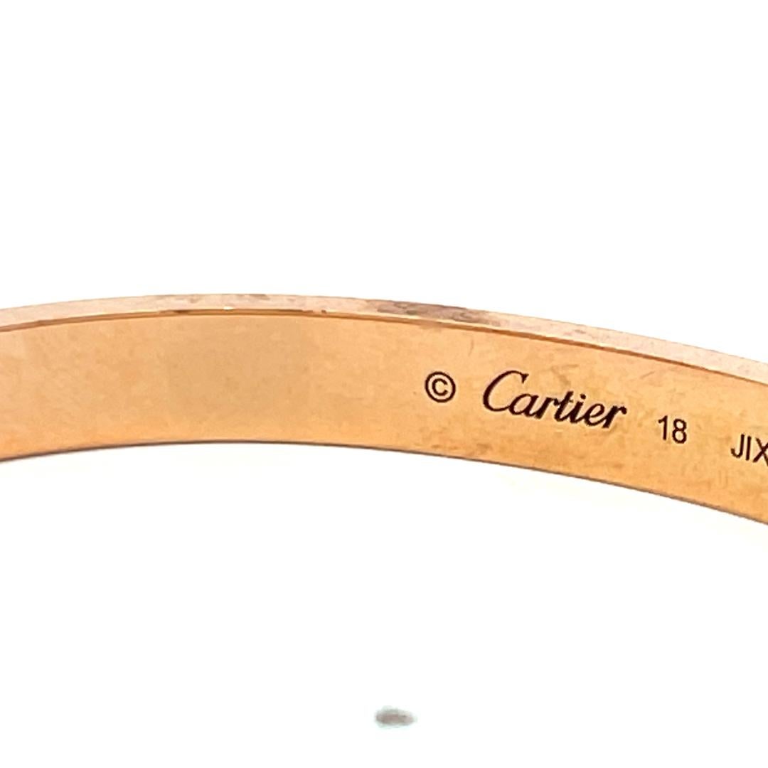 Cartier Bracciale dell'amore in oro rosa 18 carati misura 18 con scatola e certificato in vendita 4