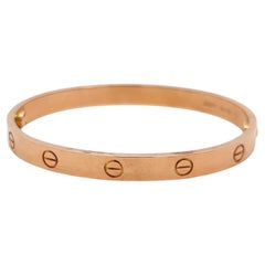 Vintage Cartier 18 Karat Rose Gold Love Bracelet Size 18 With Box and Certificate