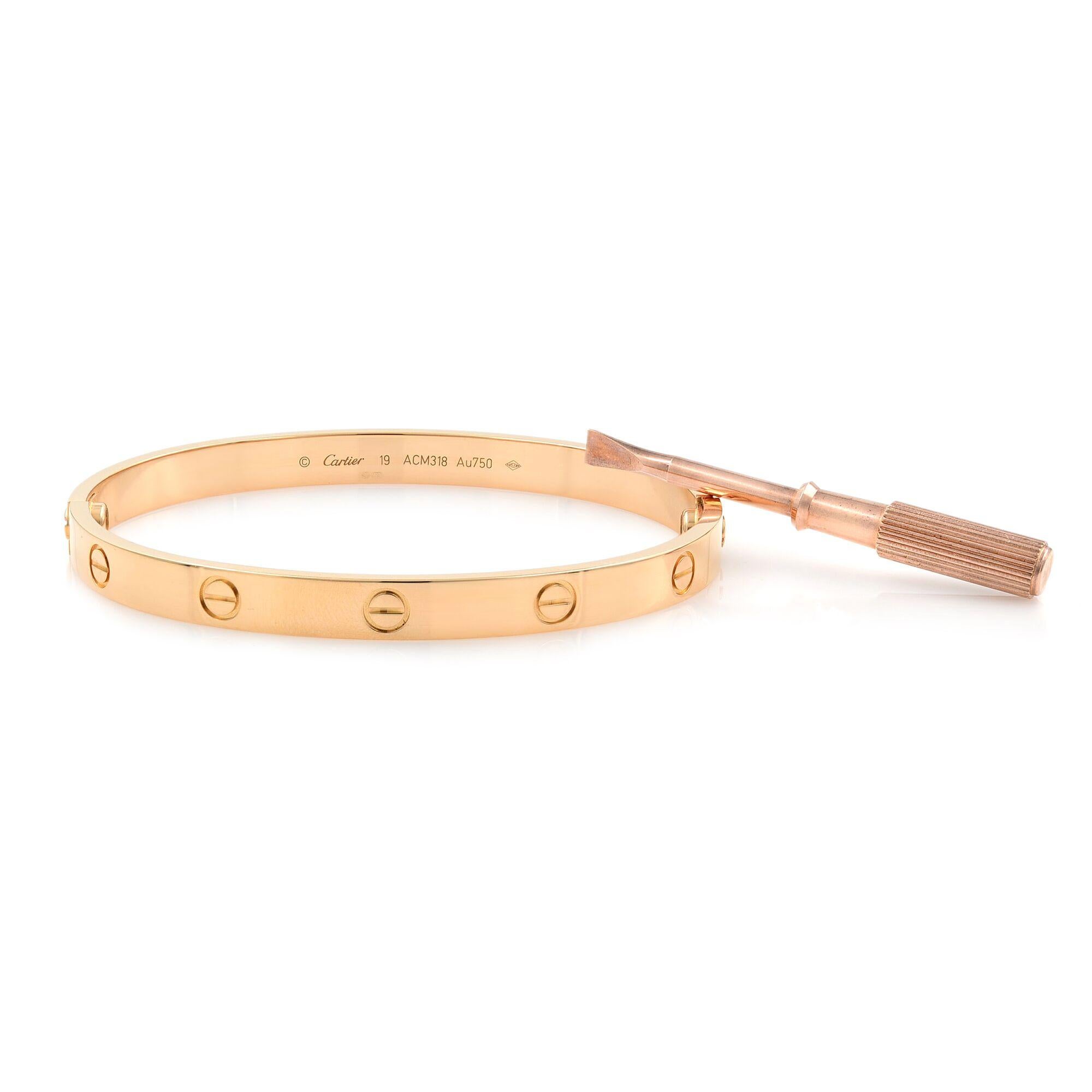 Cartier 18 Karat Rose Gold Love Bracelet In Excellent Condition In New York, NY