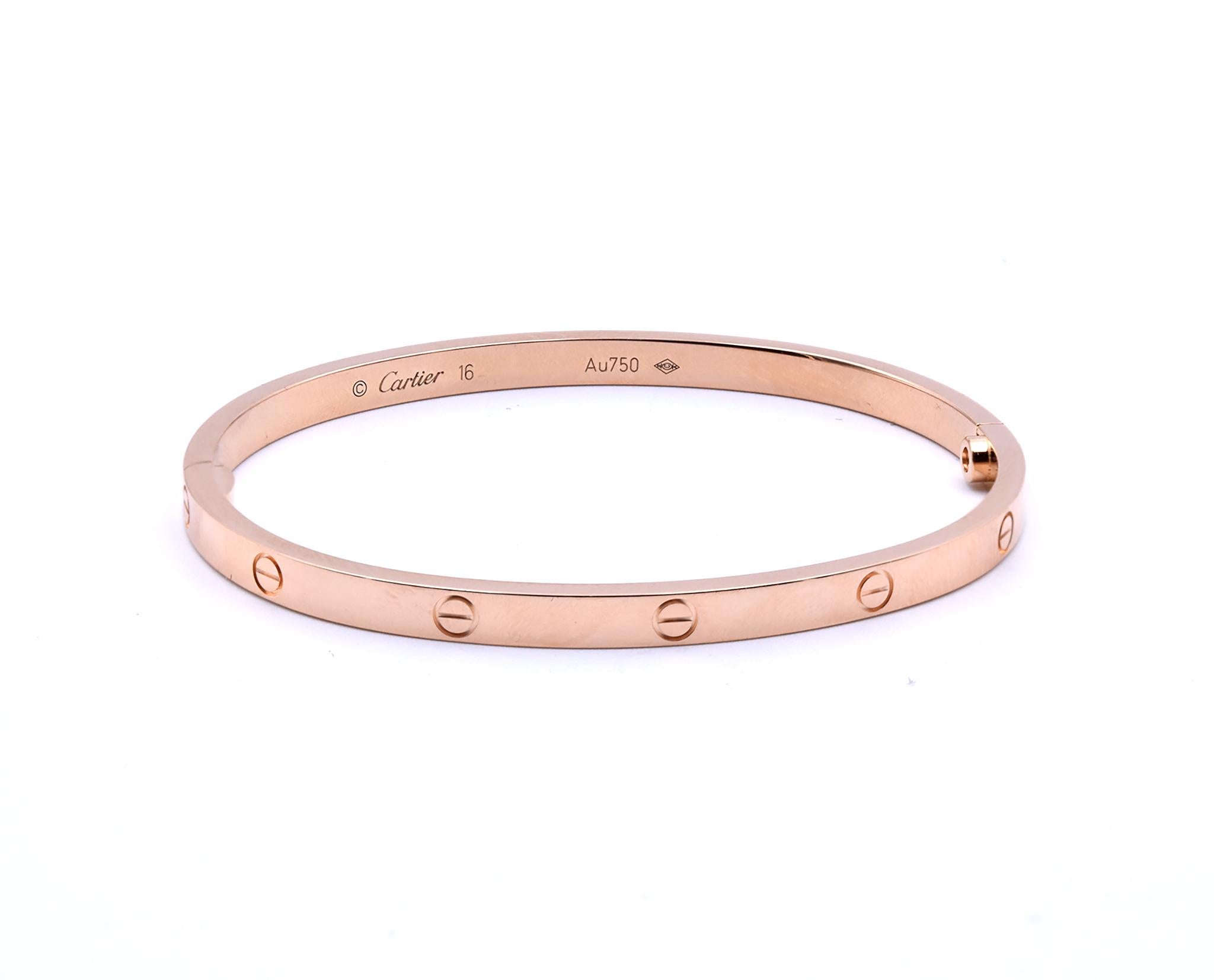 Women's or Men's Cartier 18 Karat Rose Gold Love Bracelet, SM