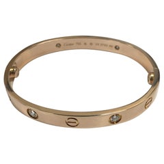 Cartier 18 Karat Rose Gold Love Bracelet with 4 Diamonds