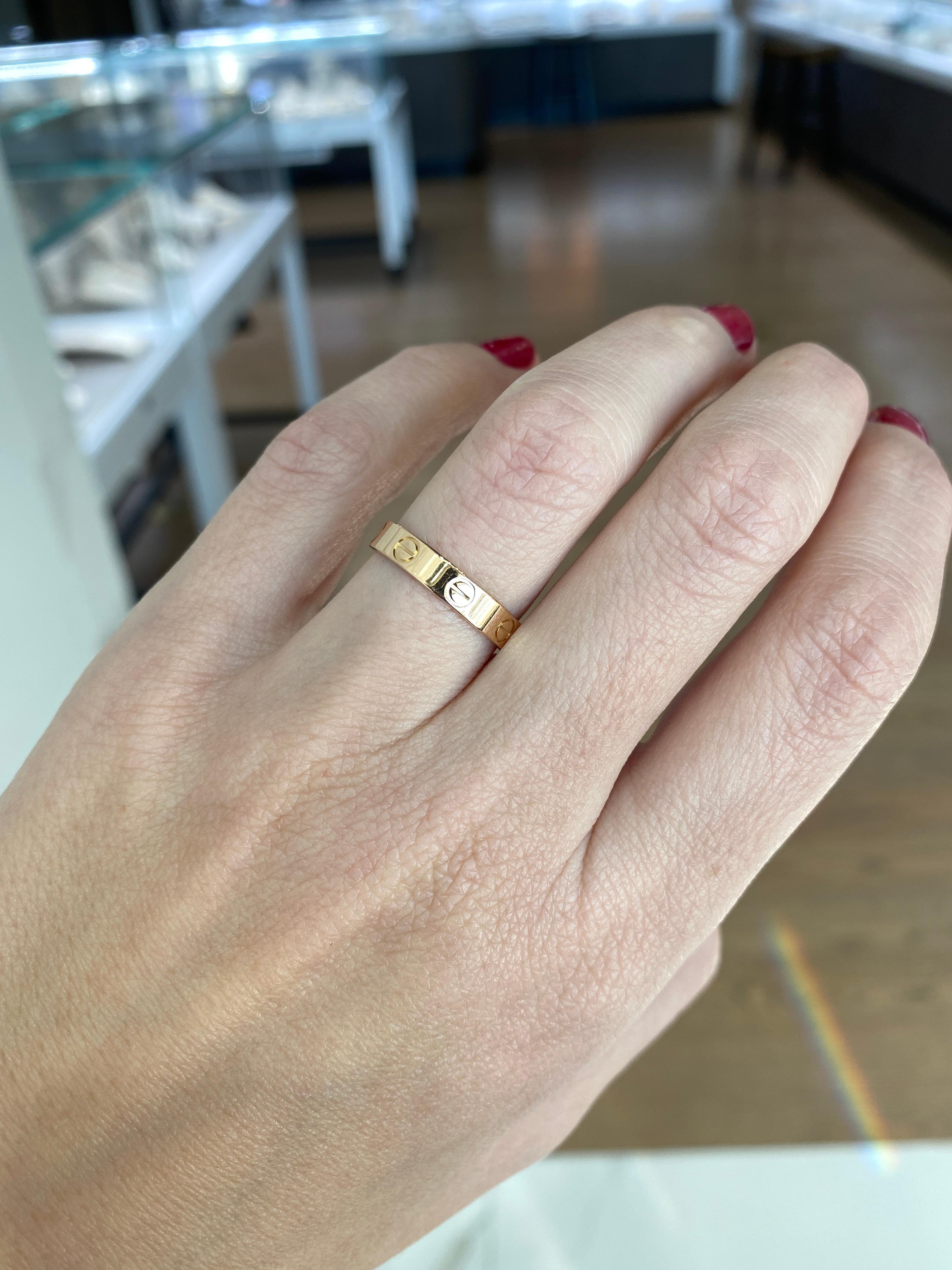 Cartier 18 Karat Rose Gold Love Ring In Excellent Condition In Houston, TX