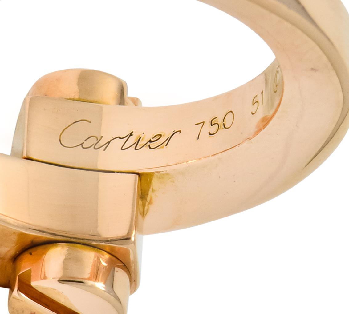 Cartier 18 Karat Rose Gold Menotte Bypass Band Ring, circa 1990s 1
