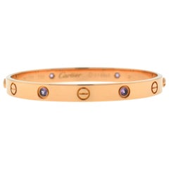 Cartier 18 Karat Rose Gold Pink Sapphire Love Bracelet Old Style