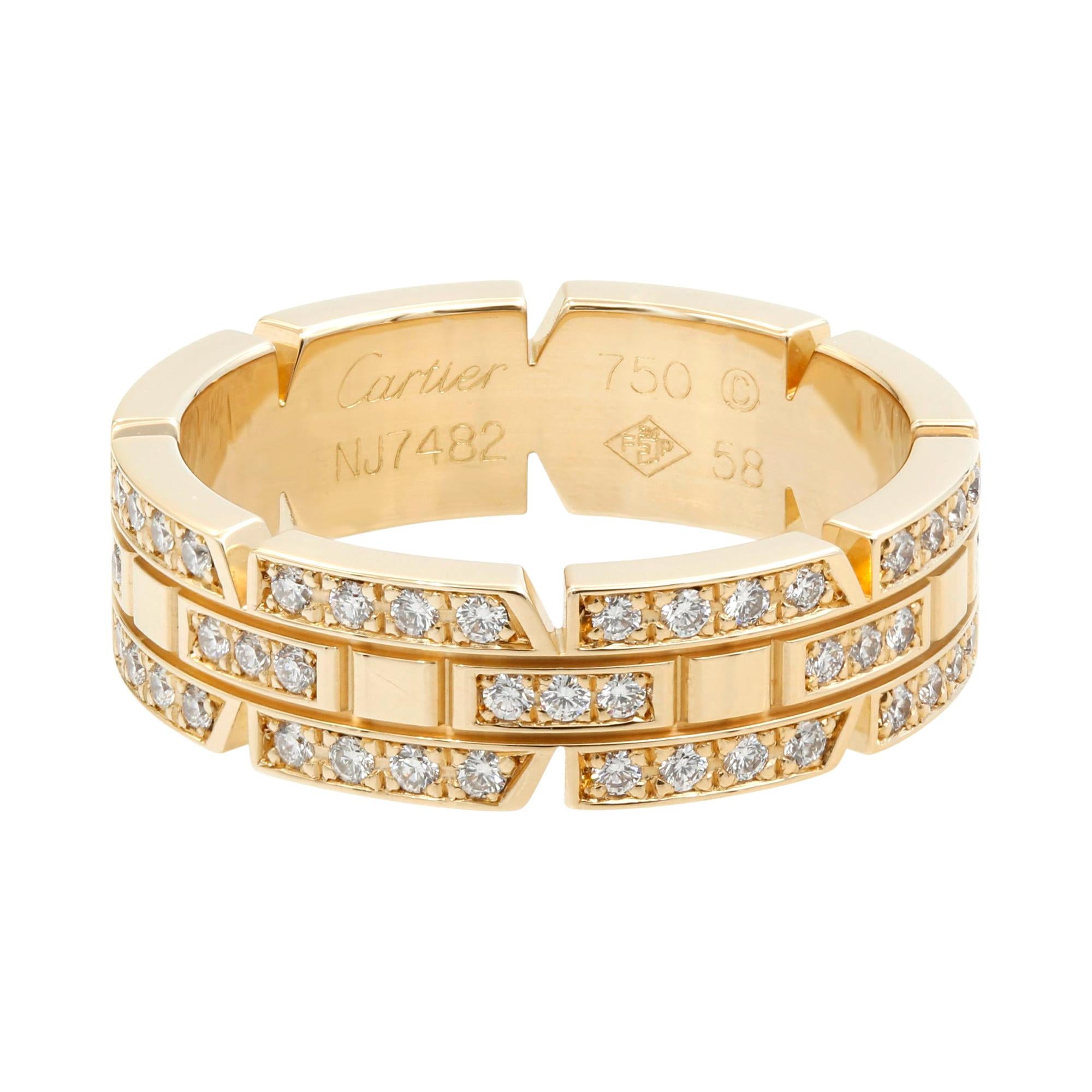 Cartier 18 Karat Rose Gold Tank Francaise Diamond Band Ring 1.04 Carat