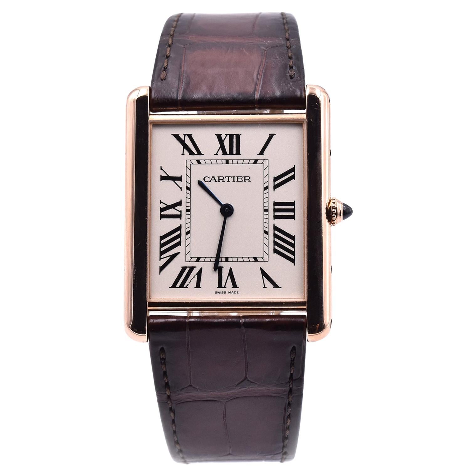 Cartier 18 Karat Rose Gold Tank Louis Extra Flat Watch Ref. W1560017