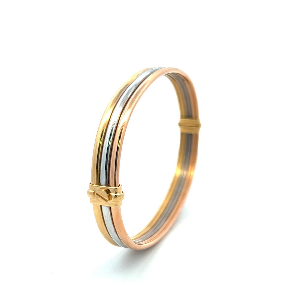Cartier 18 Karat Tri Color Gold Bangle Trinity Bracelet With Box 6