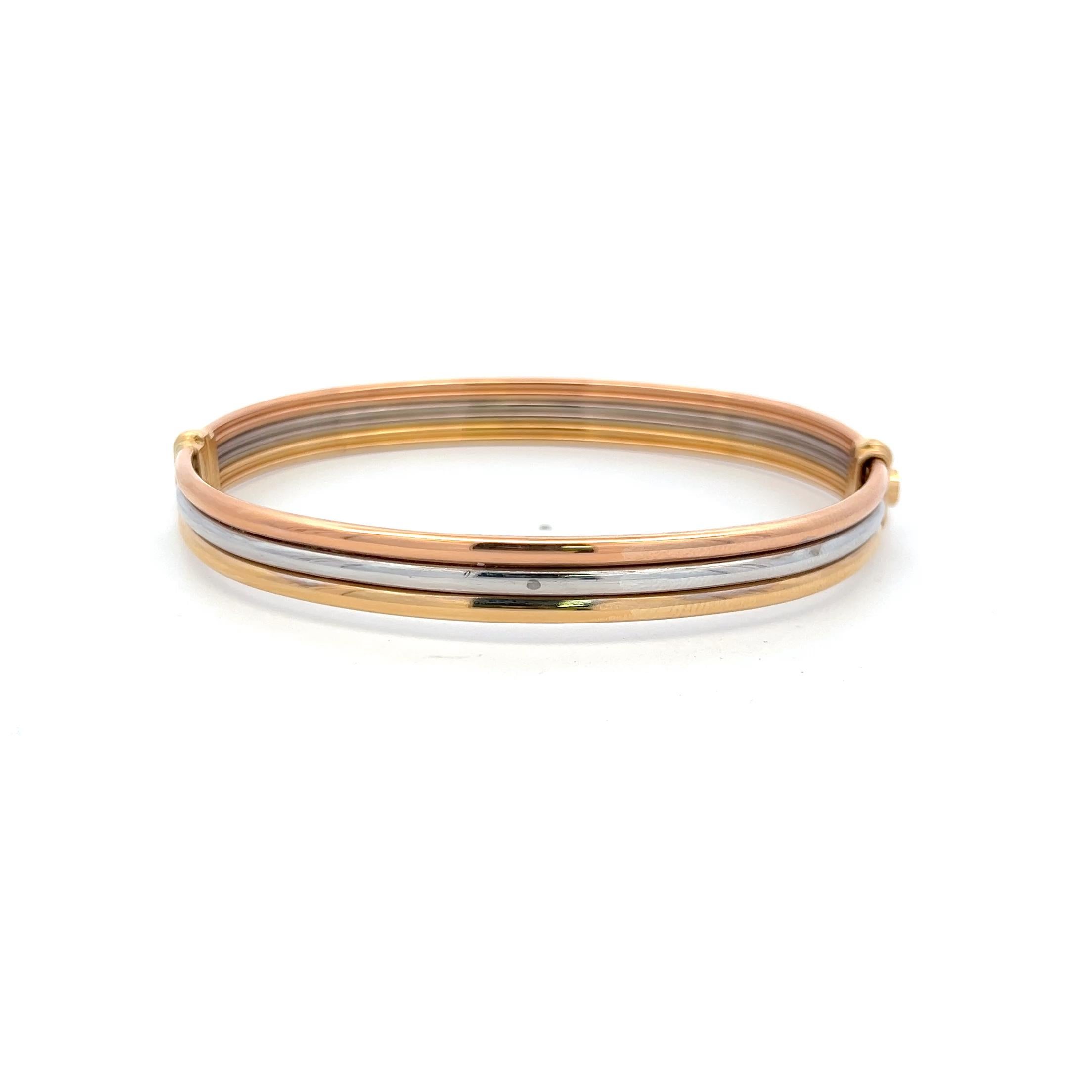 Cartier 18 Karat Tri Color Gold Bangle Trinity Bracelet With Box 2