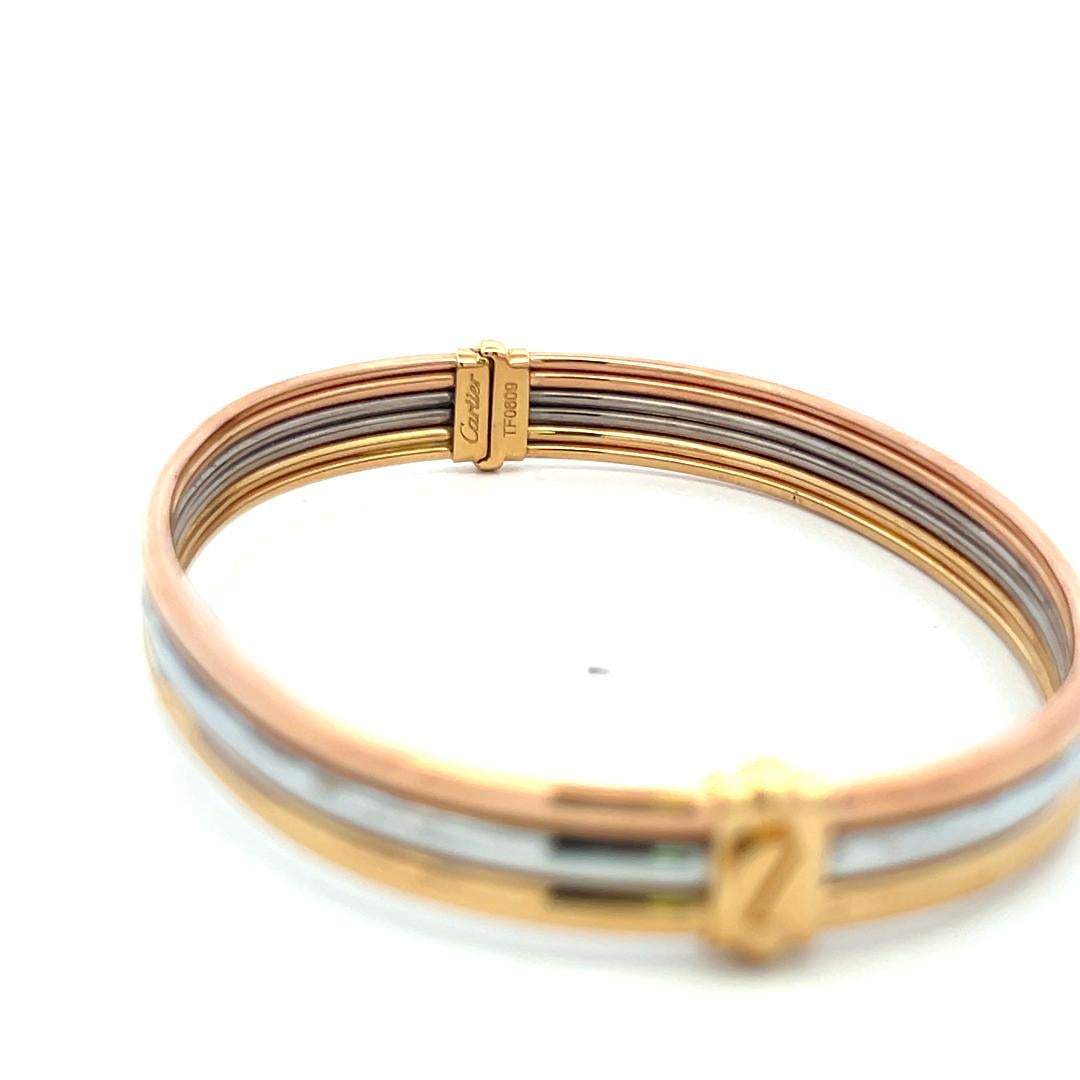 Cartier 18 Karat Tri Color Gold Bangle Trinity Bracelet With Box 3