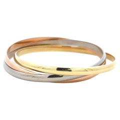 Vintage Cartier 18 Karat Tri Color Gold Bangle Trinity Bracelet with Paper