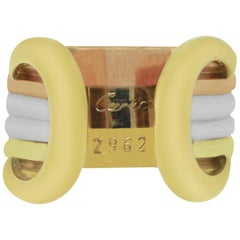 Cartier 18 Karat Tri-Color Gold Double C-Ring