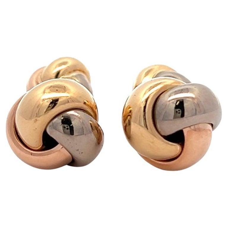 Cartier 18 Karat Tri Color Gold Trinity Cufflinks In Excellent Condition In Beverly Hills, CA