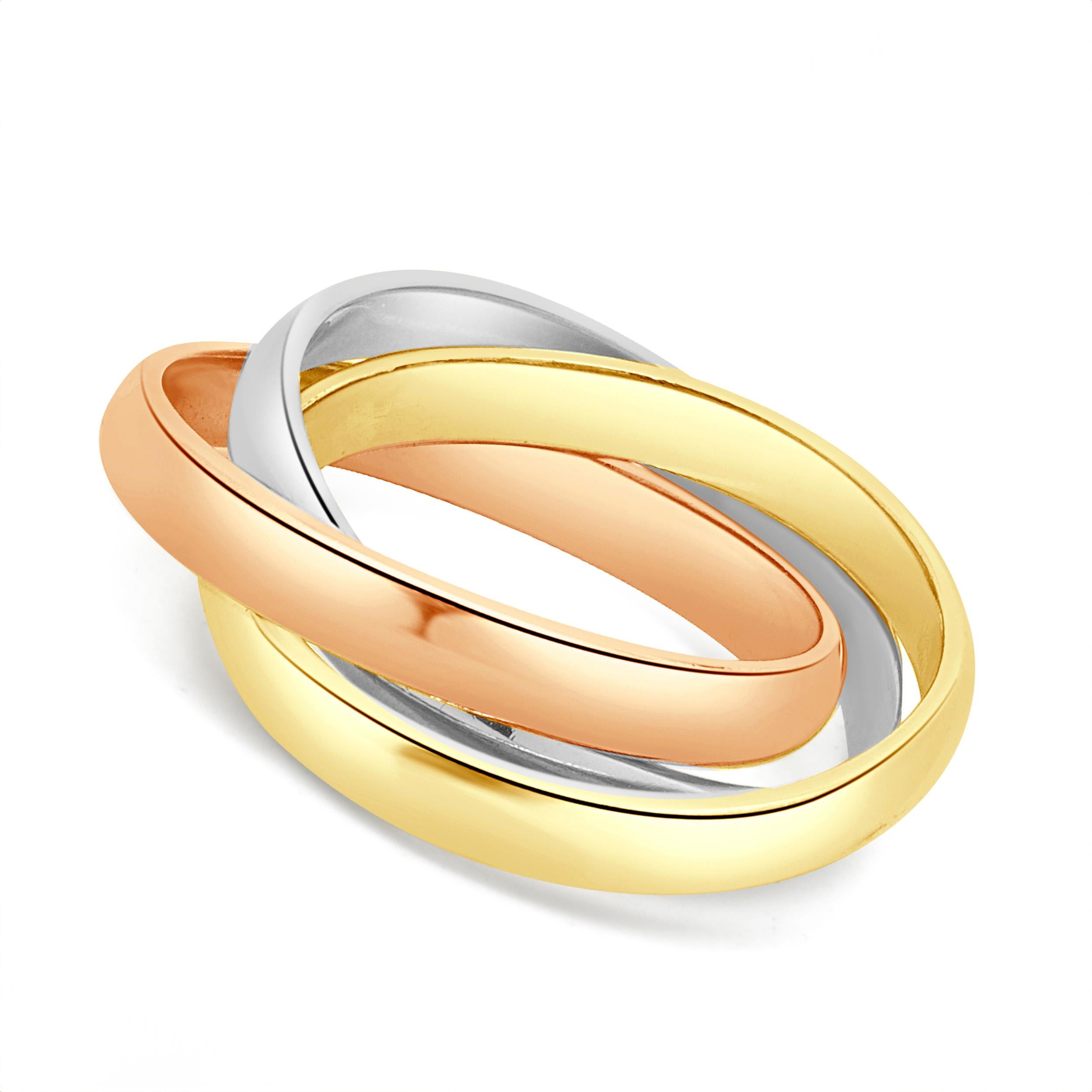 Donna Cartier 18 Karat Tri-Color Trinity Ring in vendita