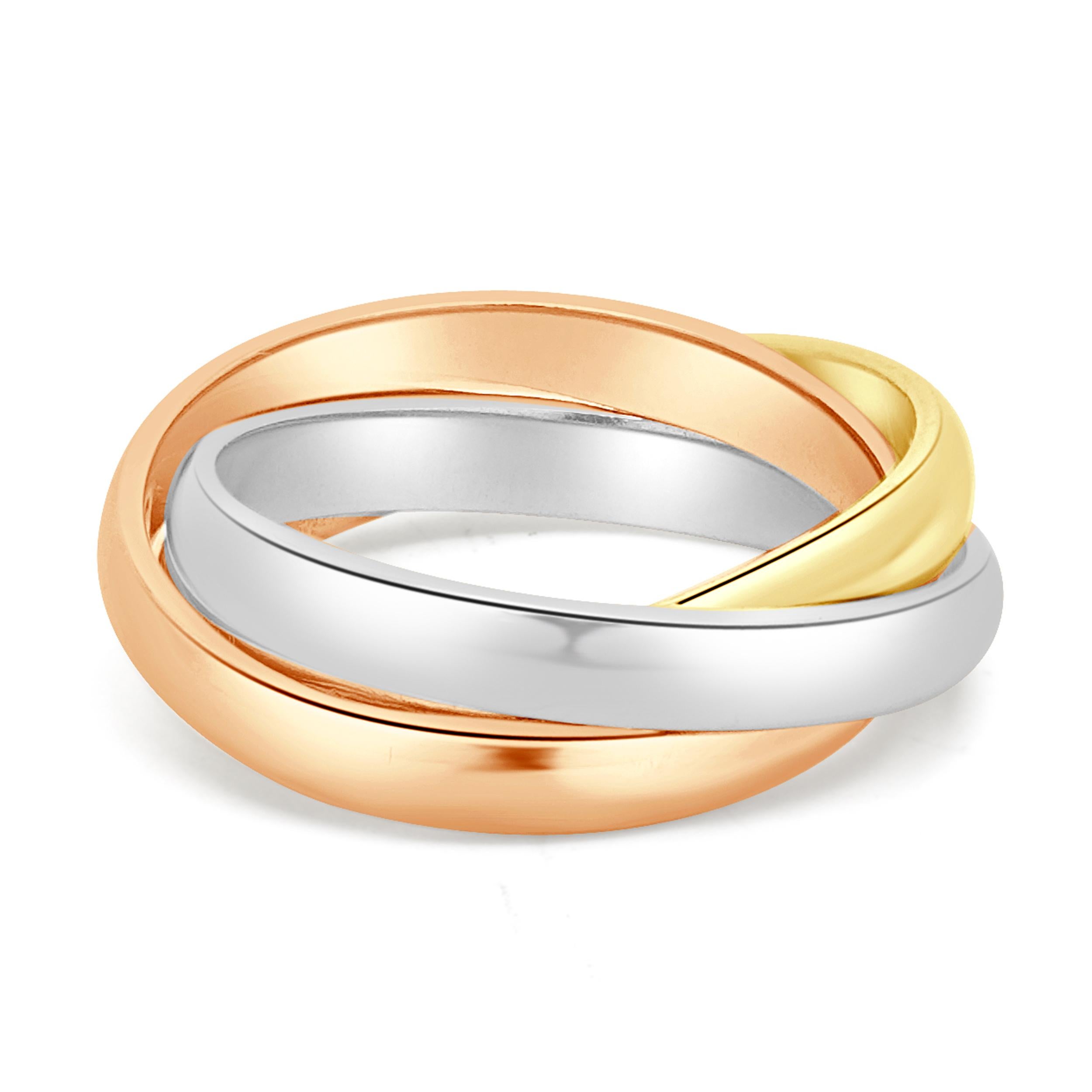 Cartier 18 Karat Tri-Color Trinity Ring in vendita