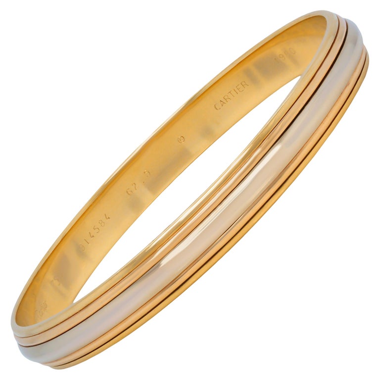 Cartier 18 Karat Tri Color Yellow White Rose Gold Thin Bangle Bracelet ...