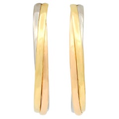 Cartier 18 Karat dreifarbiges Gold Zeitgenössische Dreifaltigkeits-Ohrringe